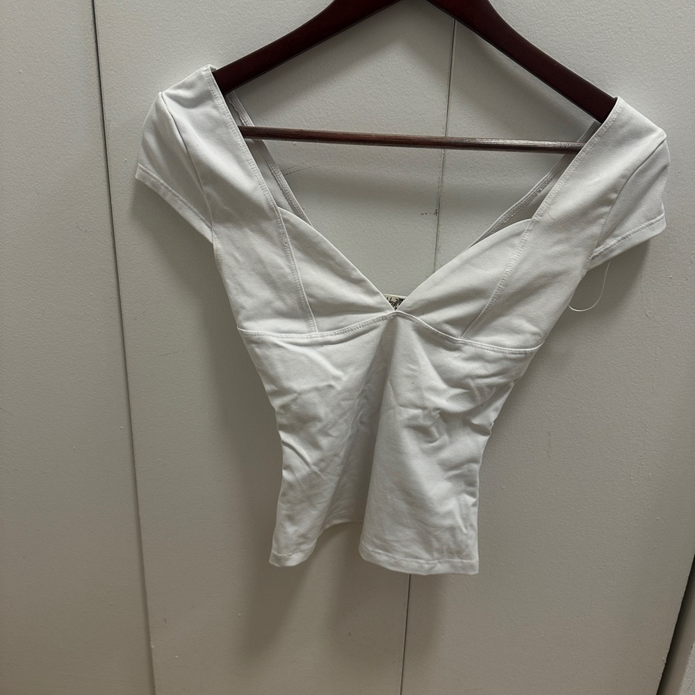 Elegant White V-Neck Women's Top